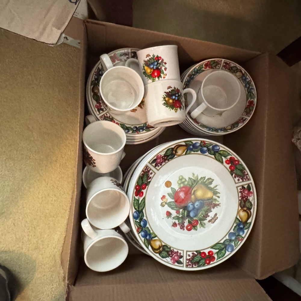 8 piece place setting Colorful Fruit Pattern Dinnerware Set